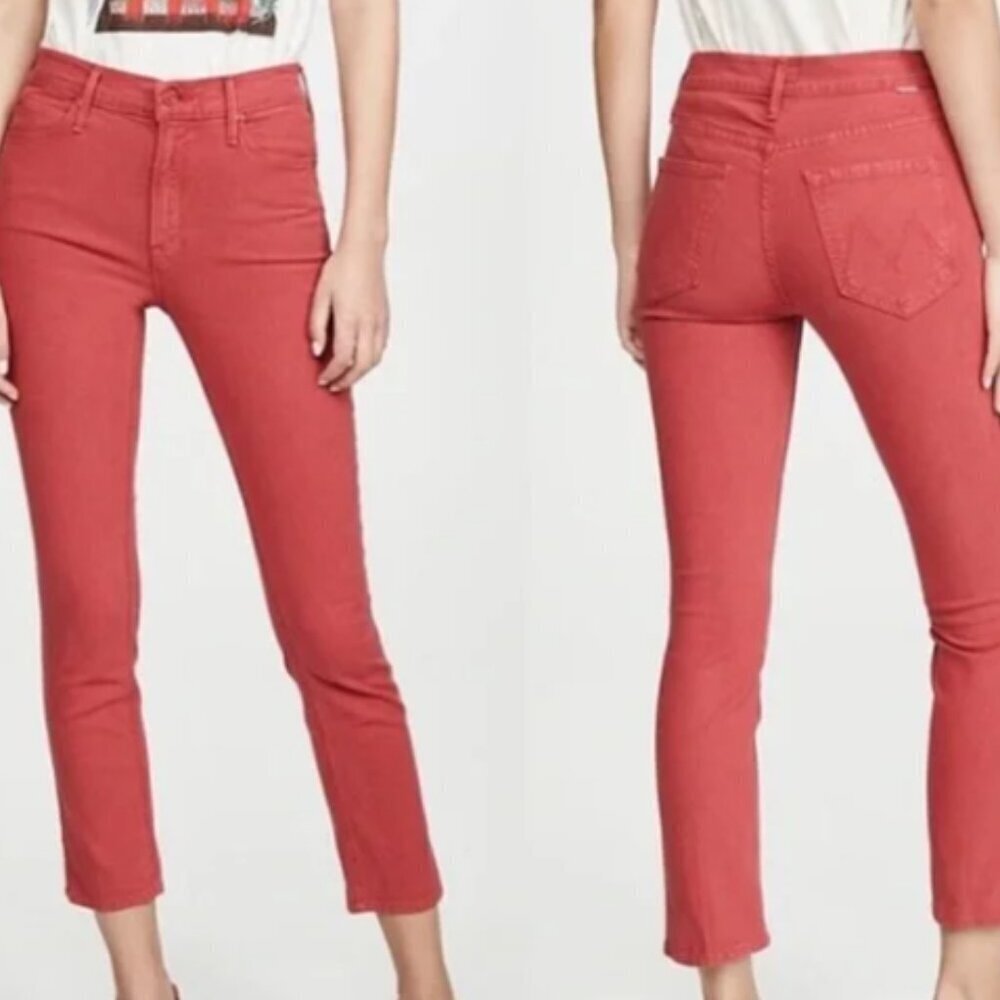 MOTHER High Waisted Looker Jeans Hot Rod Red Size 27